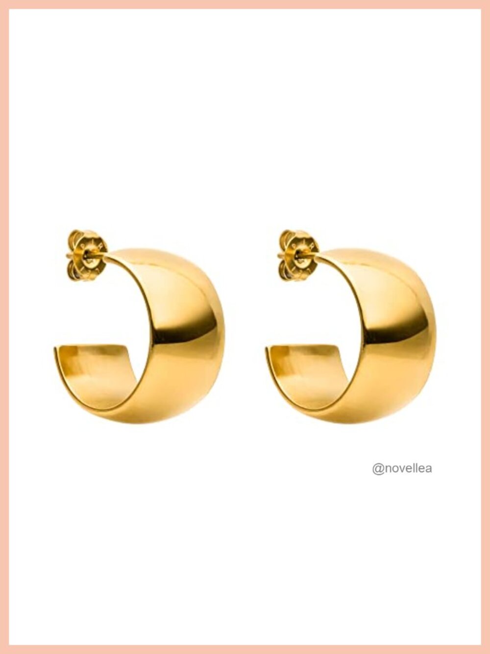 18K Gold Plated Stainless Steel Hoop Earrings for Women, Waterproof, 0.71 inch